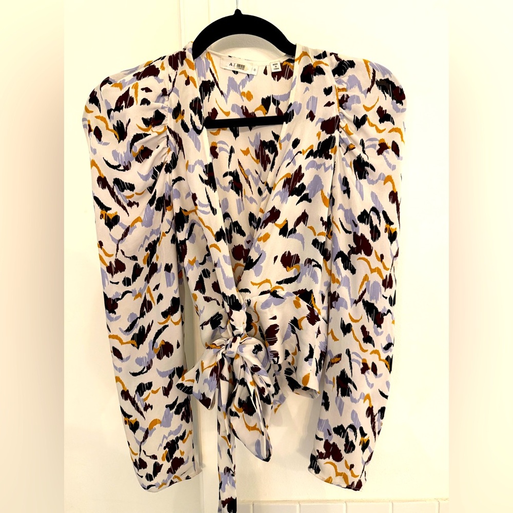 ALC sz 0 100% silk wrap blouse